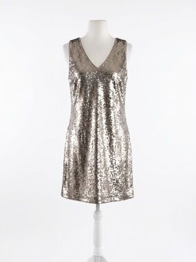 NWT Banana Republic Champagne Sequin V-Neck Mini Dress Size 4
